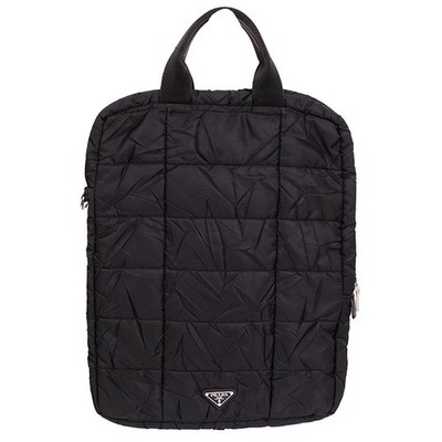 プラダ:2010 Limited Editionナイロンバッグ VINTAGE 2010 PRADA Black PADDED QUILTED Logo Nylon Vertical TECH