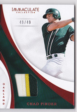 2017 Immaculate Chad Pinder 49/49 PATCH Material GOLD Oakland Athletics