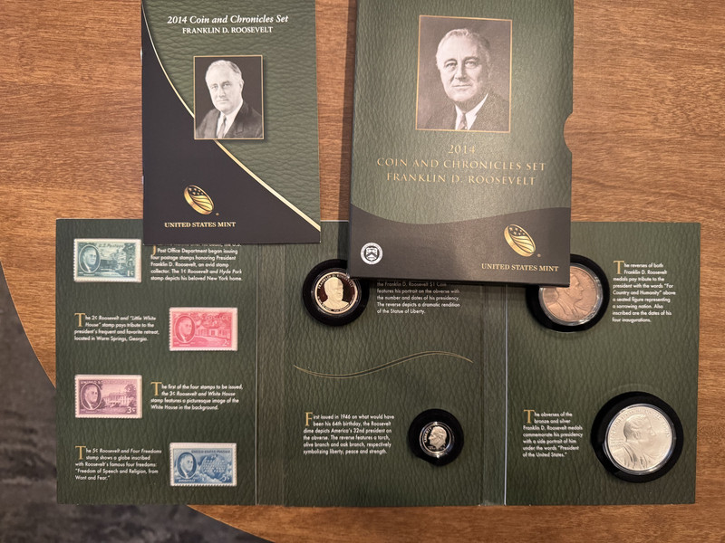 2014 Franklin D. Roosevelt Coin and Chronicles set. Coins, Medal, and Stamps OGP