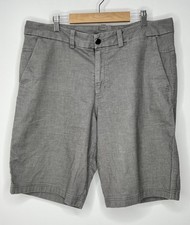 Lululemon Oxford Shorts Mens 34 Gray Flat Front 11" Golf Chinos Casual Preppy