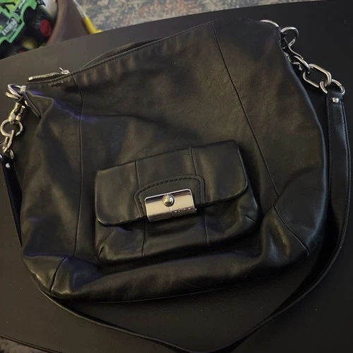 Coach Kristin Black Leather Hobo Shoulder Bag