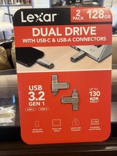Lexar 128GB 2-in-1 Dual Flash Drive USB-C and USB-A, Mac-Android- PC 2 PACK