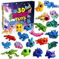 ALUNME Calendrier de l'Avent de Noël Animaux Imprimés en 3D 2026, 24 Arc-en-ciel