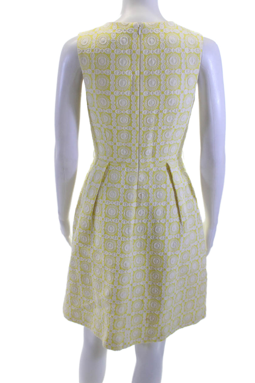 Trina Turk Women Fit & Flare Yellow Sleeveless Knee Length Dress Size 0