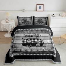 Camper Comforter Set King Size Happy Camping Comforter for Boys Teens Vinatge...