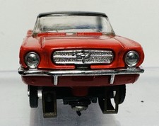 VINTAGE AURORA MUSTANG CONVERTIBLE HARDTOP RED - 1960  s HO SLOT CAR WORKS NICE