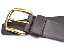 $74 Club Room Men Brown Leather Strap Casual Gold Buckle Dress Belt Size 34