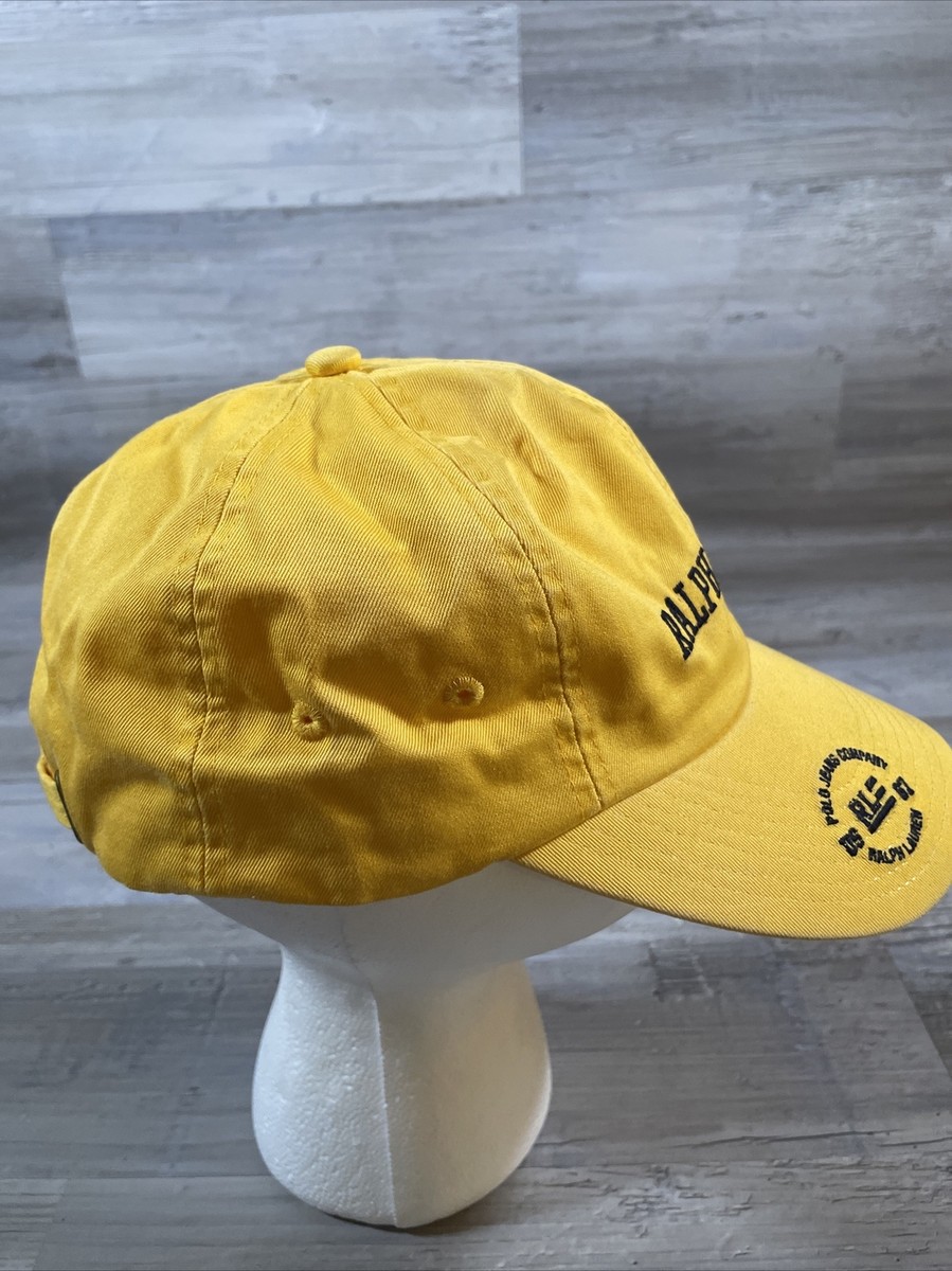 Vintage Ralph Lauren Polo Jeans Hat Cap Dad US RL 67 Yellow
