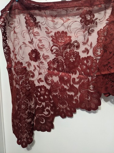 Vtg JC Penney CHOICE White Burga Lace Curtain PANEL Floral Scalloped Bottom - Picture 8 of 13