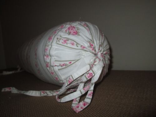 Retired SIMPLY SHABBY CHIC Rose 23" Bolster Pillow Roll White Pink Floral Cotton - Picture 3 of 4