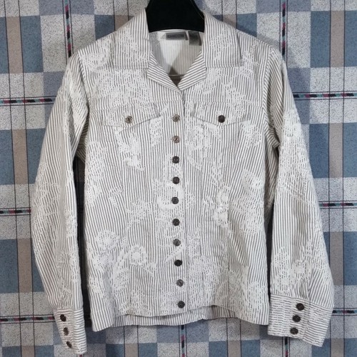 Chicos Denim Jean Jacket White 