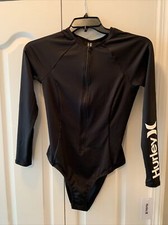 Hurley Ladies L/S Black Surf Swim Suit Size Large