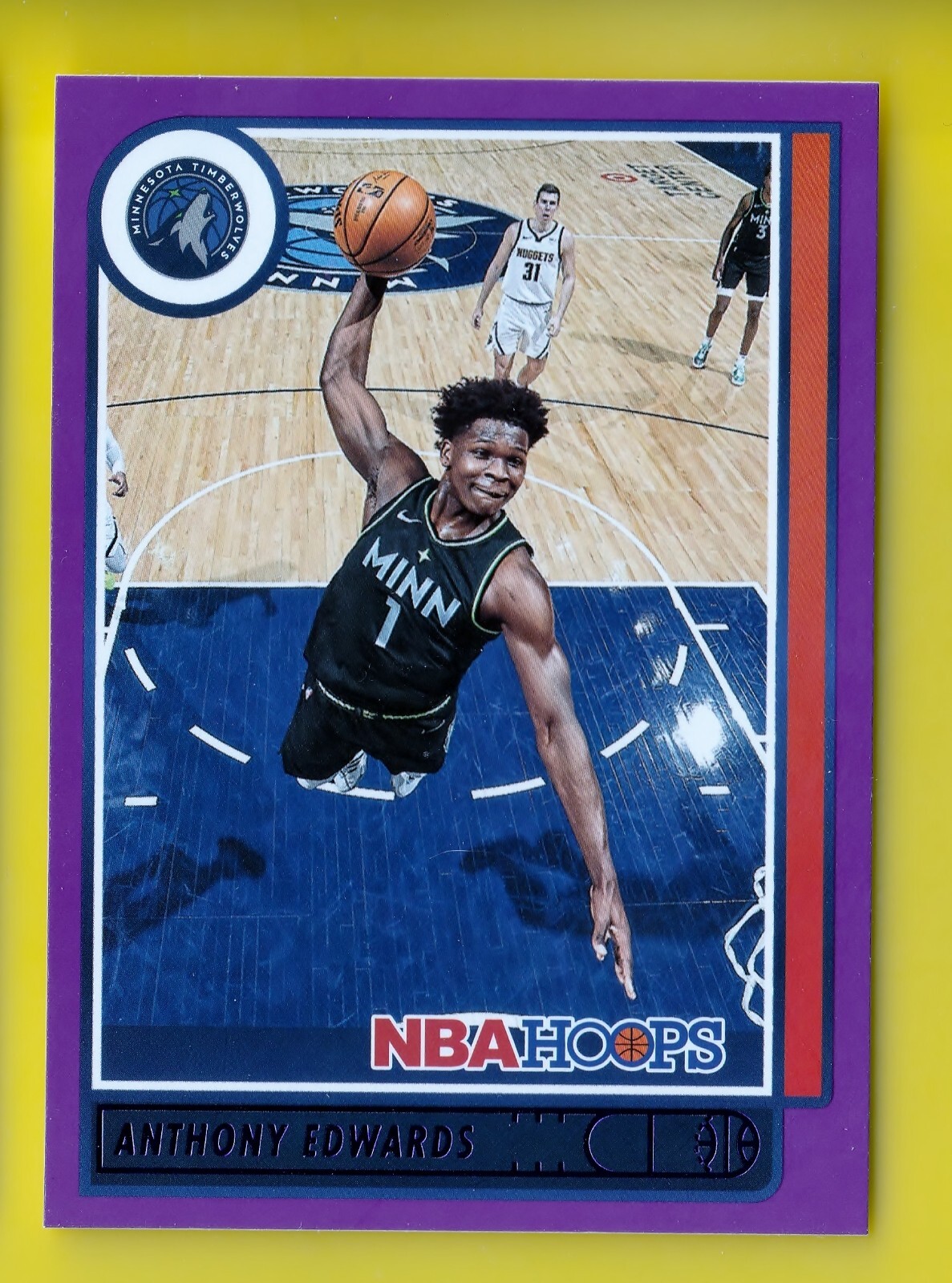 2020-21 NBA Hoops 151 Anthony Edwards Purple Foil Timberwolves
