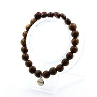 Steine Und Mineralien. Armband Rotes Tigerauge Aus Brasilien + Holzperlen 8 Mm