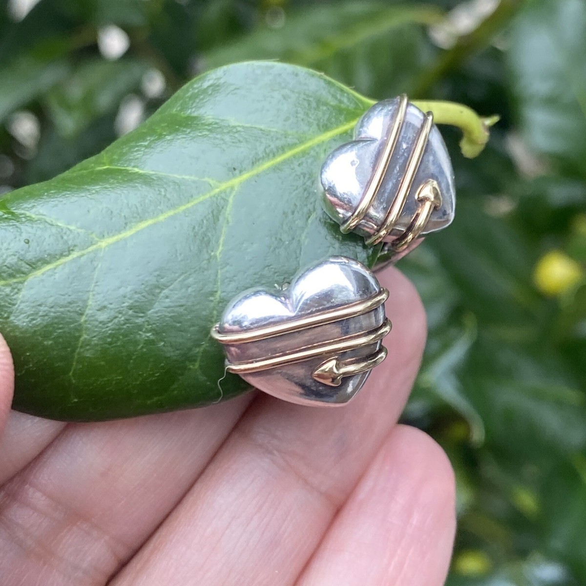 Tiffany &Co 18K Yellow Gold Wrapped Arrow Sterling Silver Heart