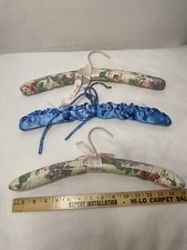 Satin Fabric Cushion Covered Padded Lingerie Shirt/Dress Hangers Set of 3 Multi