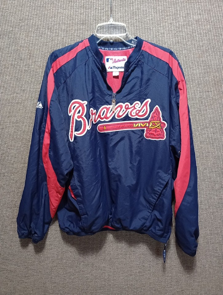 Vintage Atlanta Braves Pullover Windbreaker Jacket Large Majestic eBay