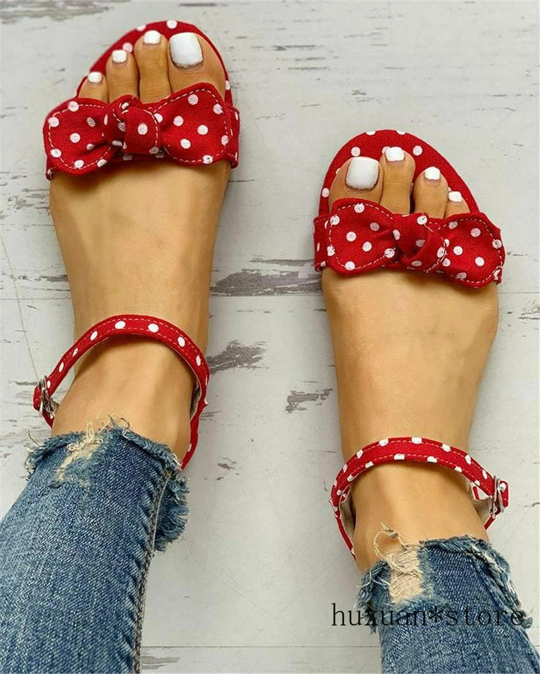 Chanclas grandes tallas 44 planas INS dulces lunares verano mujeres zapatos sandalias Foto 3 de 4