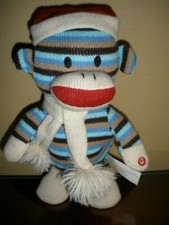 Gemmy Animated Sock Monkey Side Step Dancing Plush Sings Jingle Bells 12  