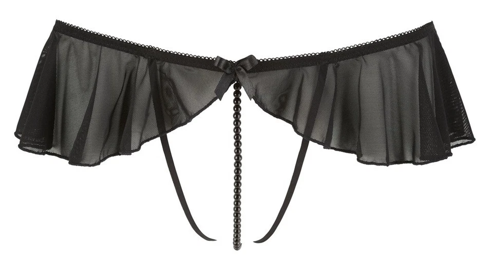 Damen Perlen String S- XL Schritt offen Perlenkette ouvert schwarz Sexy - Bild 2 von 4