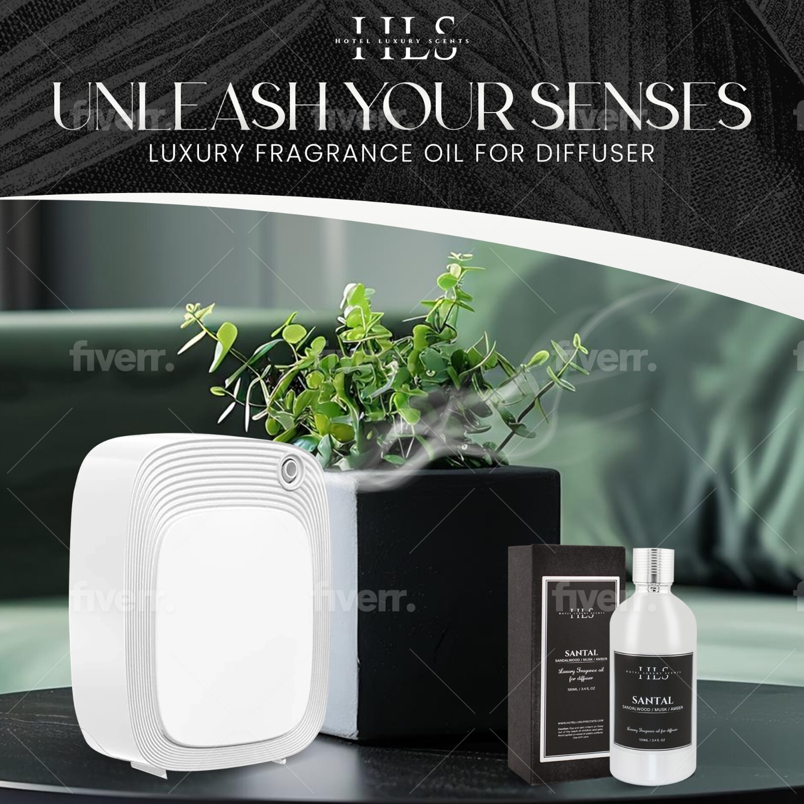 Santal Diffuser Oil Hotel Luxury Scents Essential Oils for Diffusers &ndash; 100ml