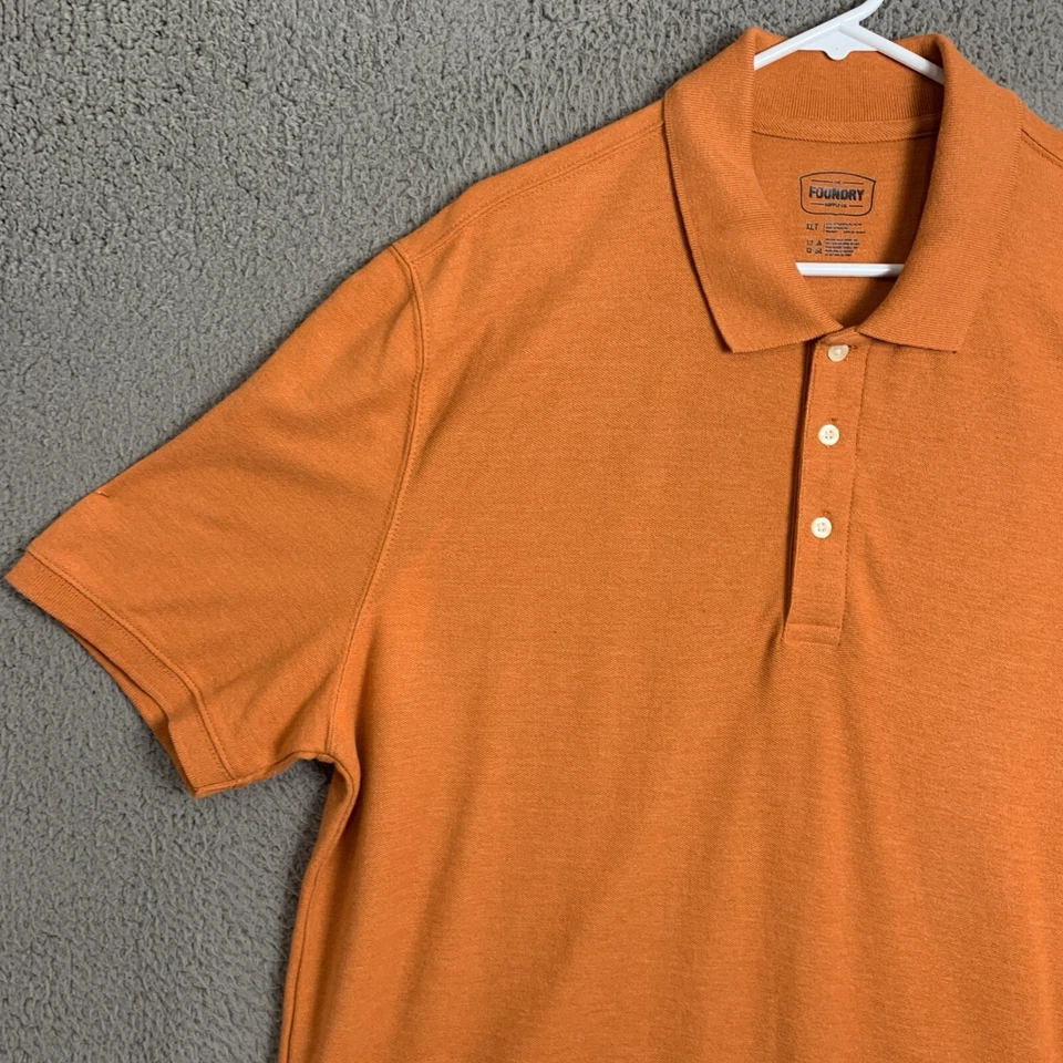 Camisa Polo Foundry Para Hombre Extra Grande Alta Manga Corta Cuello Botón Golf Foto 3 de 4