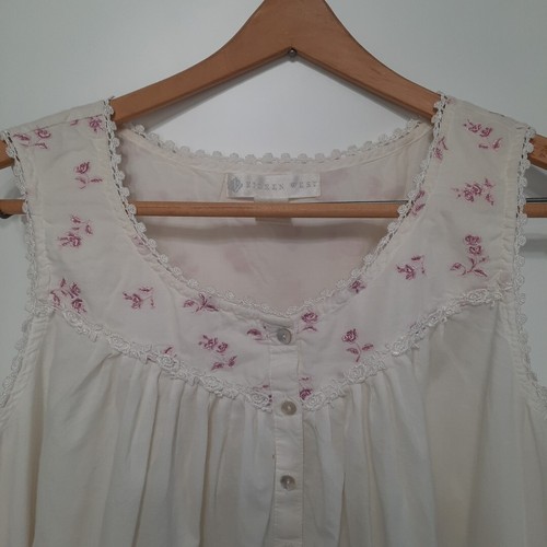 Eileen West Nightgown White Sleeveless Victorian Cottage 100% Cotton Medium - Picture 2 of 8
