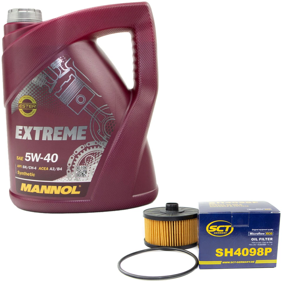 MANNOL Motoröl Set 5W-40 5 Liter + Ölfilter SH 4098 P für Dacia Logan Nissan Renault