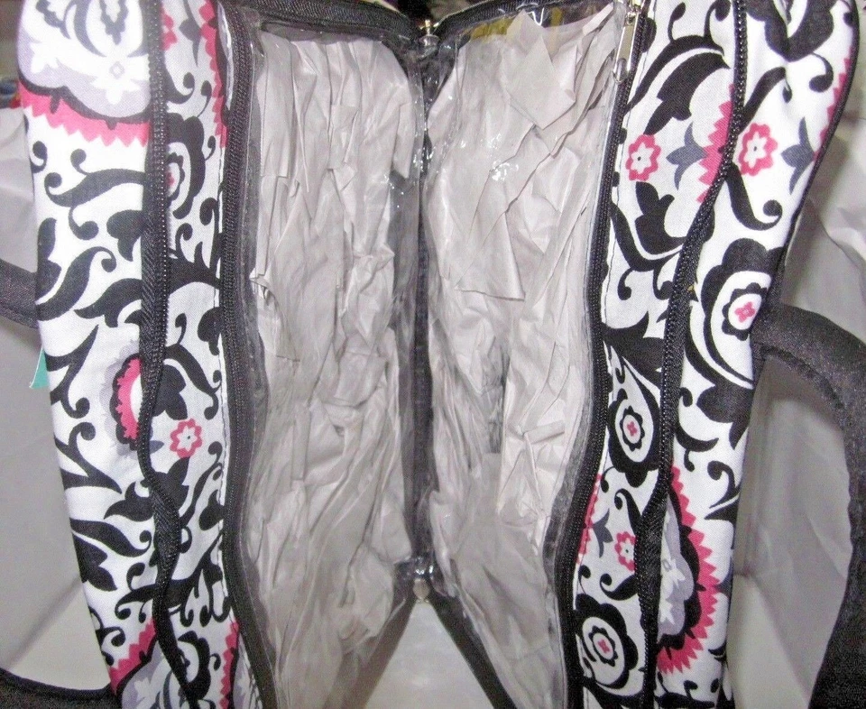 Bolsa de maquiagem Waverly preta branca rosa cosmética tecido de viagem - Imagem 4 de 4