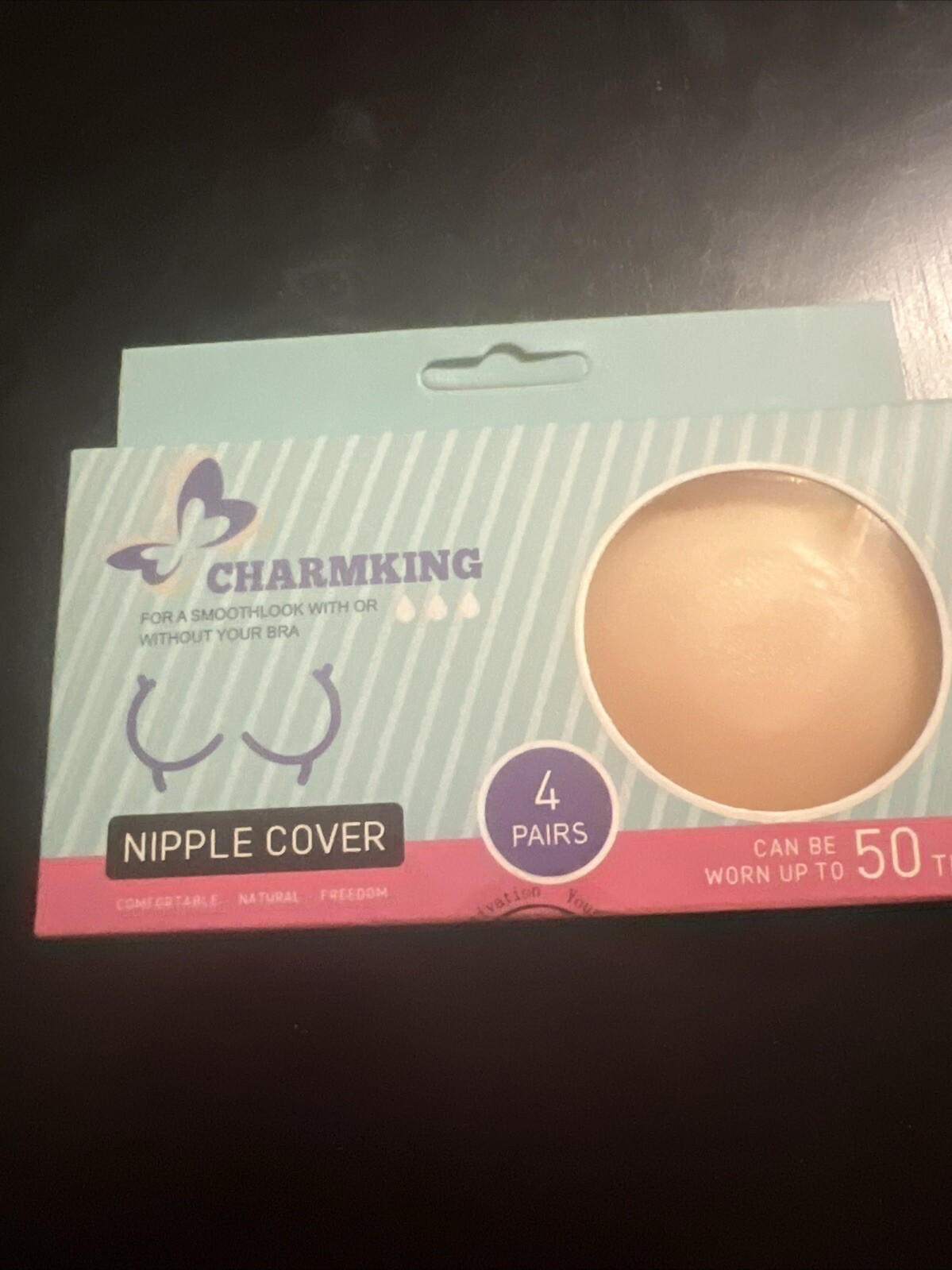 CHARMKING Nipple Covers 4 Pairs for Women, Reusable Adhesive Invisible Pasties