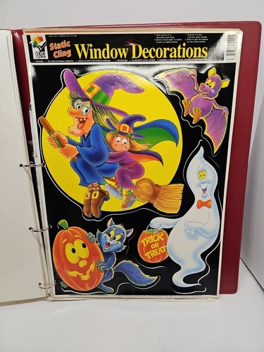 Lot Of 22 Vintage Pages Of Holiday Window Decals Halloween Christmas Easter