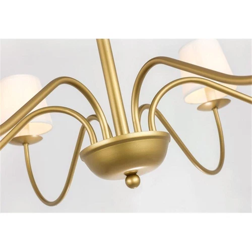 Living District Eclipse 6-Light Metal & Fabric Chandelier in Brass/White - Picture 10 of 10