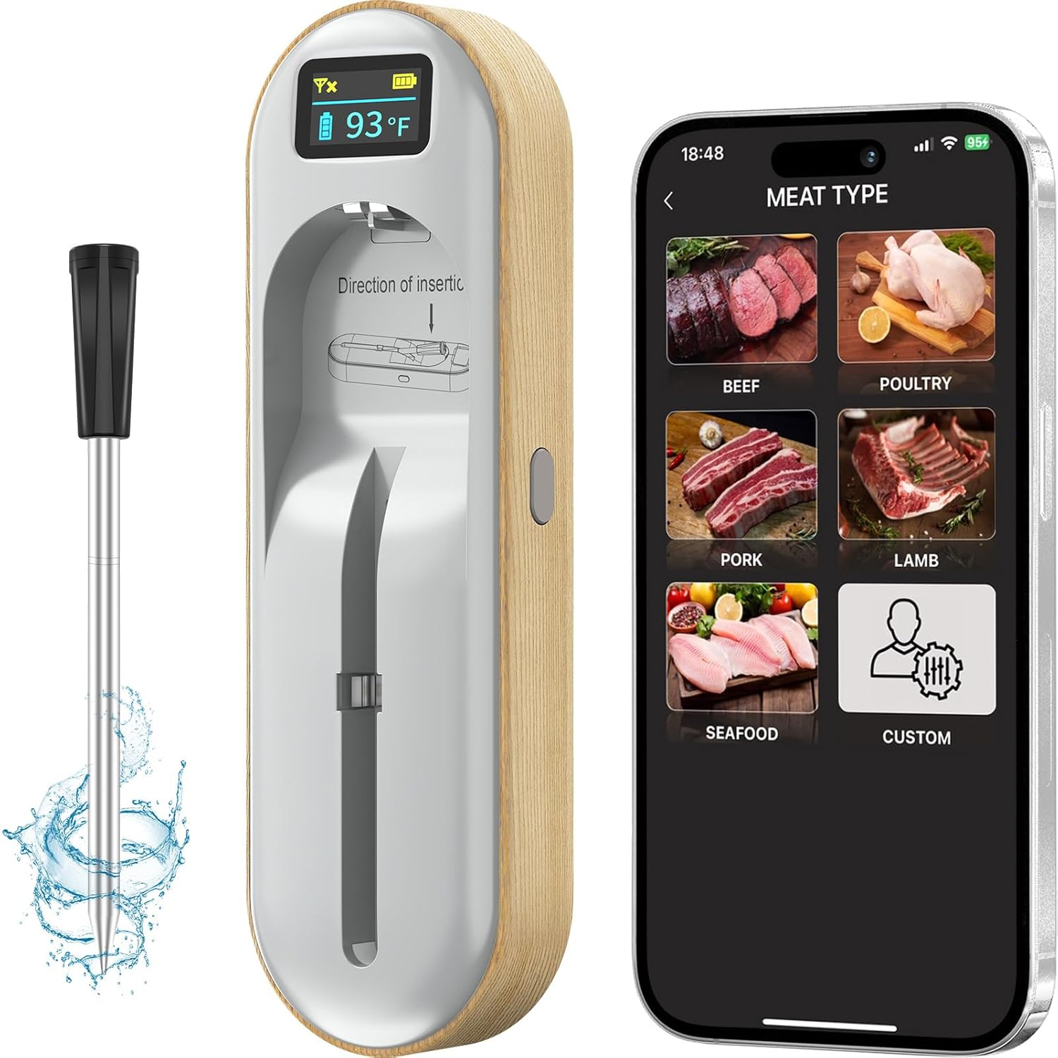 Wireless Meat Thermometer, Smart APP with Digital Instant Read, Alarm, Long B...-image