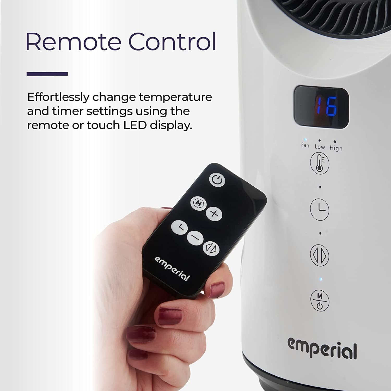 Emperial Bladeless PTC Tower Fan Heater Auto Oscillation Thermostat