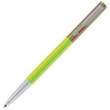 Parker Vector Green/Yellow/Red Striped Plastic/Metal Rollerball Pen