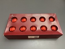 Vintage Red Glass Christmas Ornaments Holiday Time 10 Pack Made In USA - FLAWS 