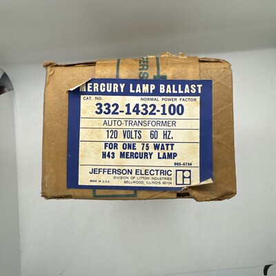 New Jefferson Electric 332 1432 100  332-1432-100 Mercury Lamp Ballast 120v/60hz