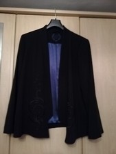 New Elvi Ladies Lined Black Embroidered Smart Jacket Size 24