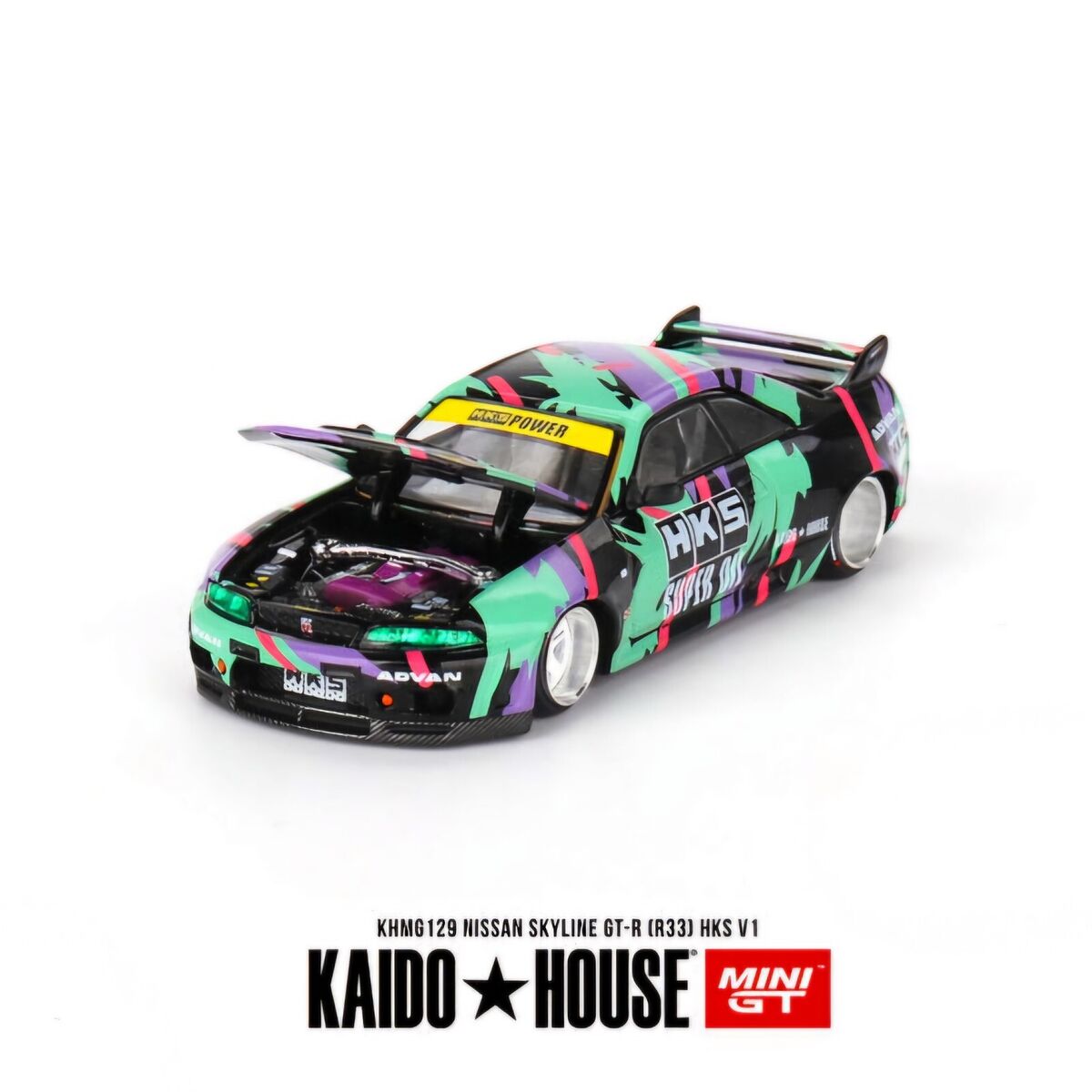 Kaido House x Mini GT Nissan GT-R R33 HKS V1 Black Green 1 Kaido House x Mini GT Nissan GT-R R33 HKS V1 Black Green 1