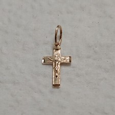 New 14k Yellow Gold Jesus On Cross Charm Pendant