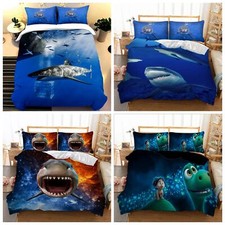 Shark Soft Quilt Duvet Cover Bedding Set Pillow Cases Single Double King Size UK