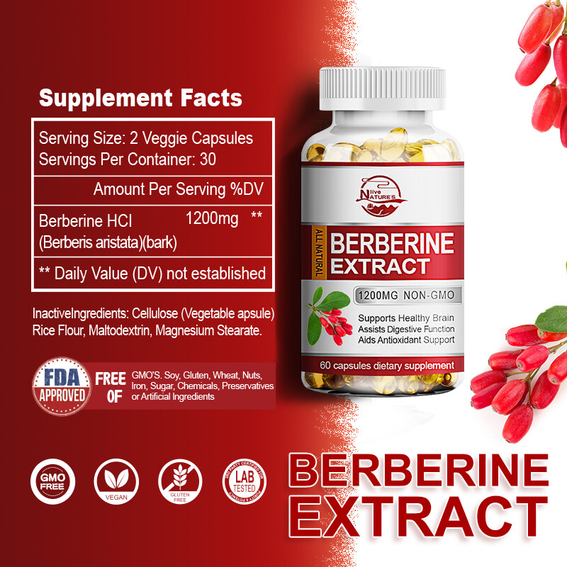 Simple Wonders Berberine HCL 1200mg With Ceylon Cinnamon Capsules Metabolism Blood Sugar Support Supplement 60 Count