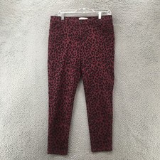 Social Standard by Sanctuary Ankle Skinny Jeans Womens 10 Maroon Leopard Print