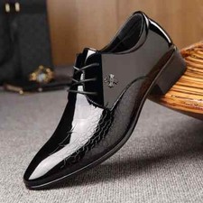 Luxury Men Wedding Shoes Patent Leather Pointed Toe Slip On Flats Male Footwear