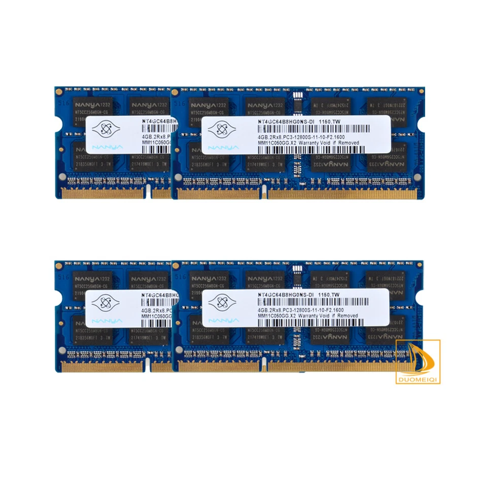 Nanya 16 GB DDR3 RAM 4X 4 GB 2RX8 PC3-12800S 1600Mhz 204Pin SODIMM Laptop Memory - Image 2 of 4