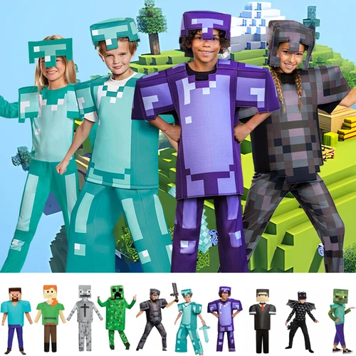 Kids Minecraft Halloween Cosplay Costume Jumpsuit Fancy Dress Party Outfit W1 - Picture 20 of 34