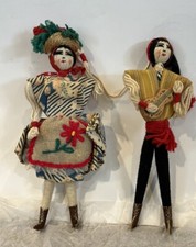 Vintage Sintra, Portugal Folk Art Handmade Art String /Yarn Dolls Musical Couple