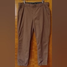 Lee Regular Fit Tapered Leg Mid Rise Striped Brown Jeans Sz 14 Elastic Ankle