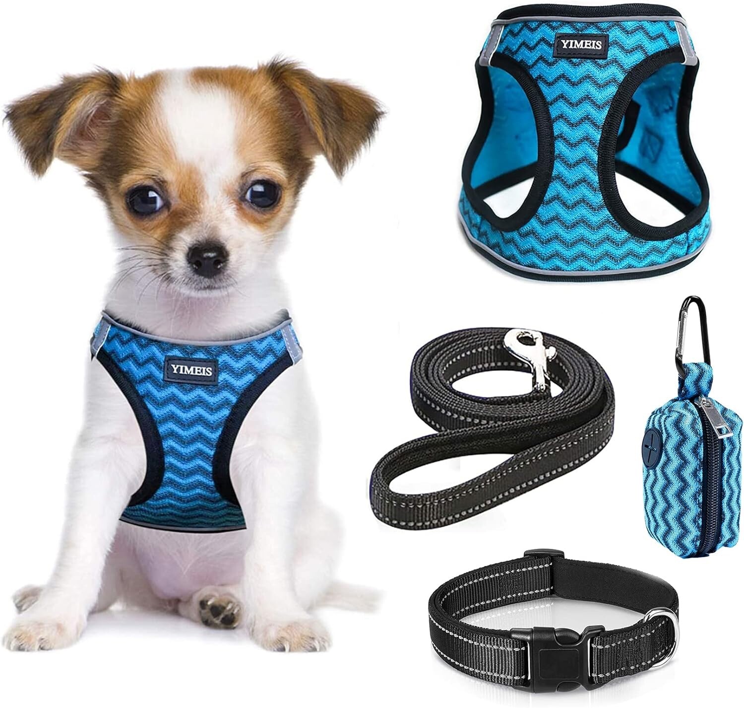 YIMEIS Dog Harness and Leash Set (MEDIUM) (BLUE & BLACK) (FREE SHIPPING) (NEW)