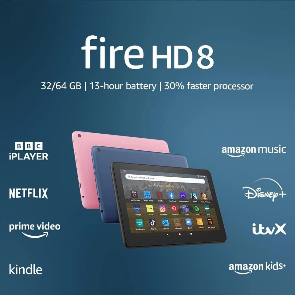 Amazon Fire HD 8 Tablet 8" HD 32 GB 3GB RAM Black 2020 with Ads Age +3 Black - Image 3 of 4